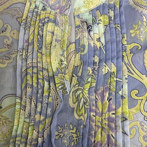 Susan Graver Floral Paisley Pintuck Pleated Sheer Top Sz 2X Pastel Spring - Picture 4 of 8